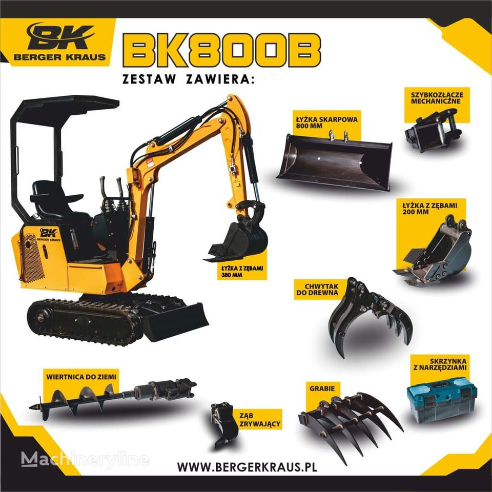 Leasing of Berger Kraus Mini Excavator BK800B with FULL equipment Berger Kraus Mini Excavator BK800B with FULL equipment: picture 1