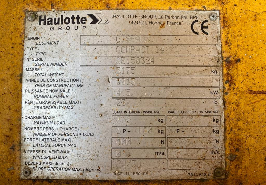 Scissor lift Haulotte Compact 14 Electric Scissor Work Lift 1385cm: picture 10