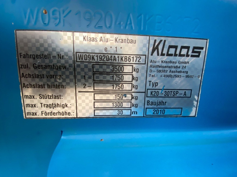 Leasing of Klaas K20-30 TS Premium, Dakdekker bouwkraan Klaas K20-30 TS Premium, Dakdekker bouwkraan: picture 20