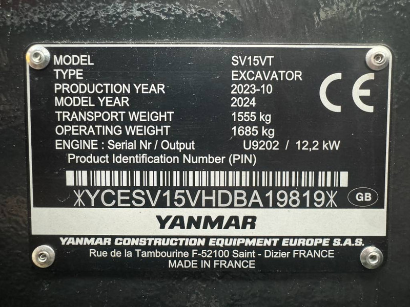 Mini excavator Yanmar SV15VT - (NEW) / Hammer Lines / CE: picture 19