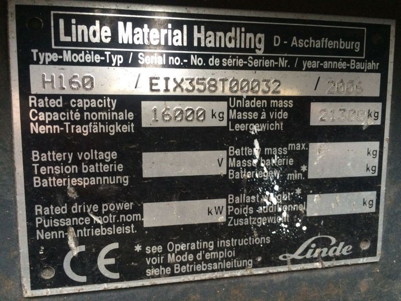 Diesel forklift Linde H160 16 ton Diesel Sideshift Positioner Heftruck: picture 6