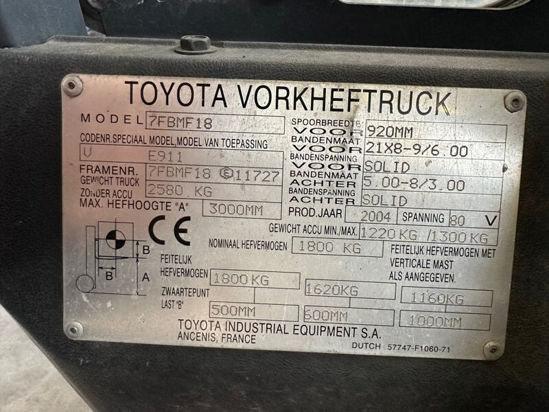 Electric forklift Toyota 7FBMF 18 Duplex Sideshift 1.8 ton Elektra Heftruck: picture 5