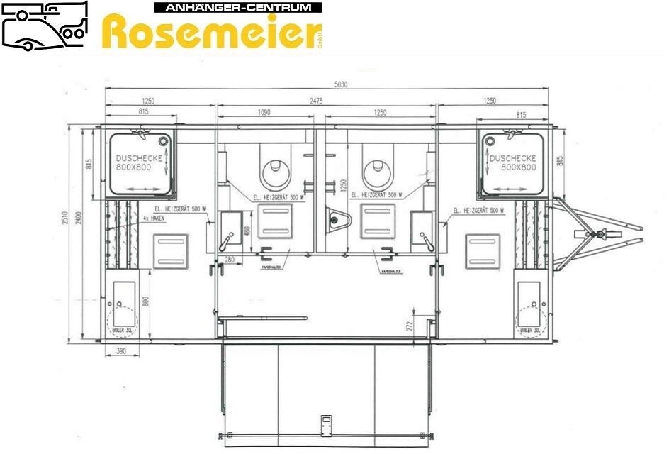 Construction container, Trailer ROSEMEIER VE Dusch+WC Kombi 3 Toilettenanhänger: picture 2