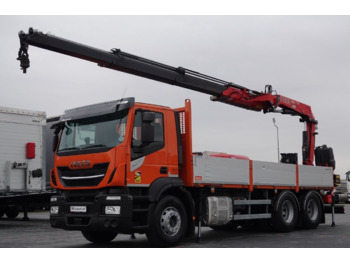 Dropside/ Flatbed truck, Crane truck IVECO 420 Flatbed + crane FASSI 185 6x2: picture 2