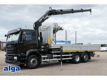 Dropside/ Flatbed truck Iveco Stralis 6x2, Hiab 166DS-3 Kran,Funkfernsteuerung: picture 1