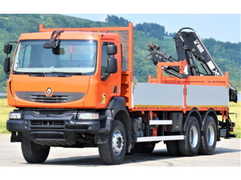 Dropside/ Flatbed truck, Crane truck Renault KERAX 410: picture 4