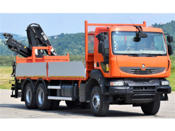 Dropside/ Flatbed truck, Crane truck Renault KERAX 410: picture 3