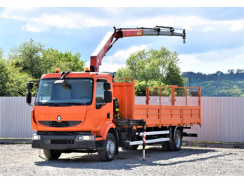 Dropside/ Flatbed truck, Crane truck Renault MIDLUM 220 DXI: picture 2