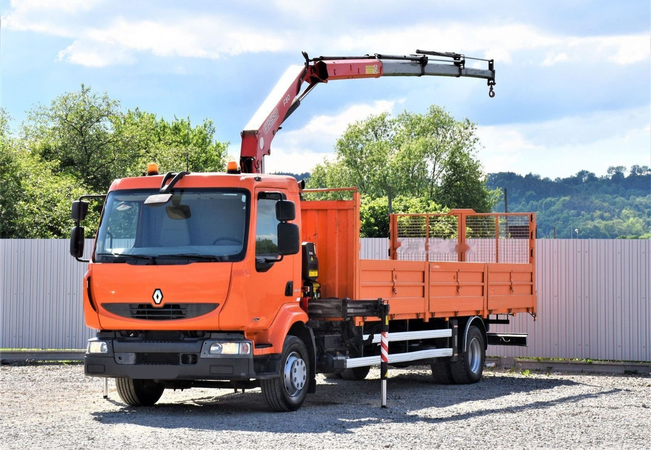 Dropside/ Flatbed truck, Crane truck Renault MIDLUM 220 DXI: picture 2