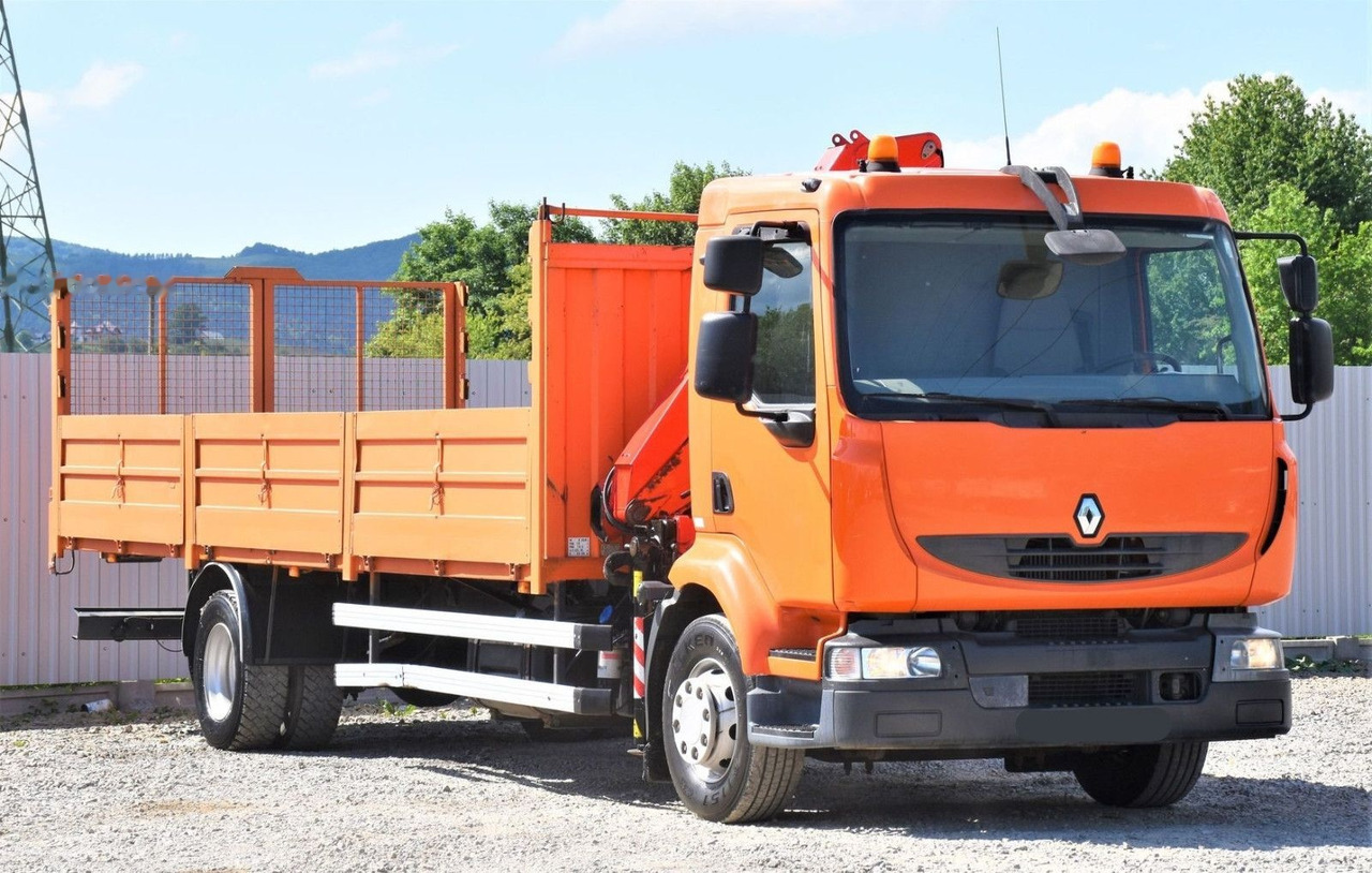Dropside/ Flatbed truck, Crane truck Renault MIDLUM 220 DXI: picture 3