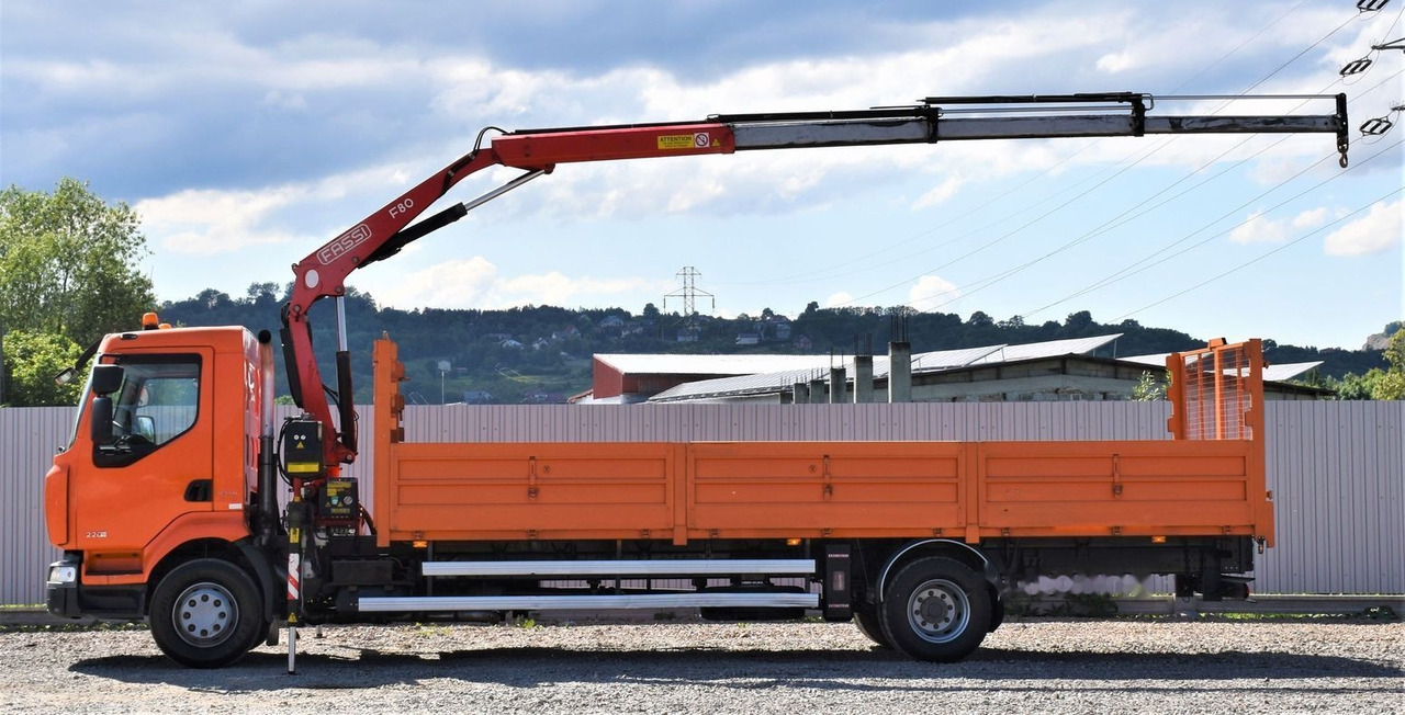 Dropside/ Flatbed truck, Crane truck Renault MIDLUM 220 DXI: picture 5
