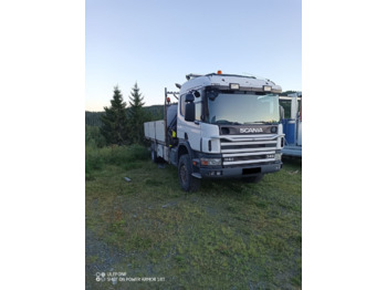 Dropside/ Flatbed truck, Crane truck Scania P114 C 4x4 Flatbed + crane Hiab 1223 E-5 + RC: picture 1