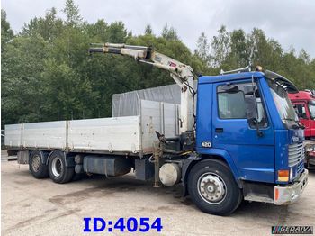 Dropside/ Flatbed truck VOLVO FL12 420 Manual + Crane Hiab 080 AW: picture 1