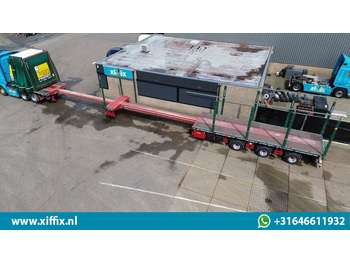 Dropside/ Flatbed semi-trailer Meusburger 3-ass. Vlakke dubbel 2x uitschuifbare oplegger met huifopbouw / 3x ge: picture 3