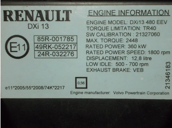 Engine for Truck Renault 21327060//21346183//318946 //DXI 13 480 PK EEV EURO 5: picture 5 Engine for Truck Renault 21327060//21346183//318946 //DXI 13 480 PK EEV EURO 5: picture 5
