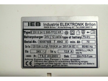 Battery for Material handling equipment IEB 90587858 | IEB charger EFG 230 G 24/12 B65-FP02 WR 24V12,6A 220V 50/60Hz fro: picture 2