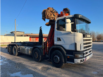 Hook lift truck SCANIA CV R124 SCARRABILE CON GRU E POLIPO: picture 4