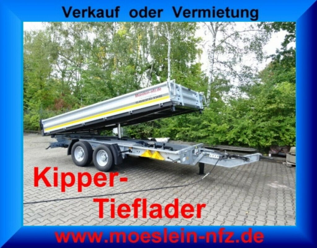 Tipper trailer Möslein  13 t Tandem 3- Seitenkipper Tieflader-- Neufahr: picture 1