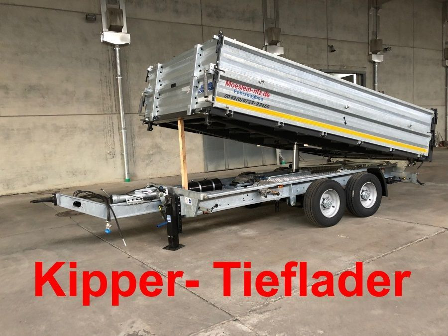 Möslein 13 t Tandem Kipper Tiefladermit Bordwand- Aufsa - Tipper trailer: picture 1 Möslein 13 t Tandem Kipper Tiefladermit Bordwand- Aufsa - Tipper trailer: picture 1