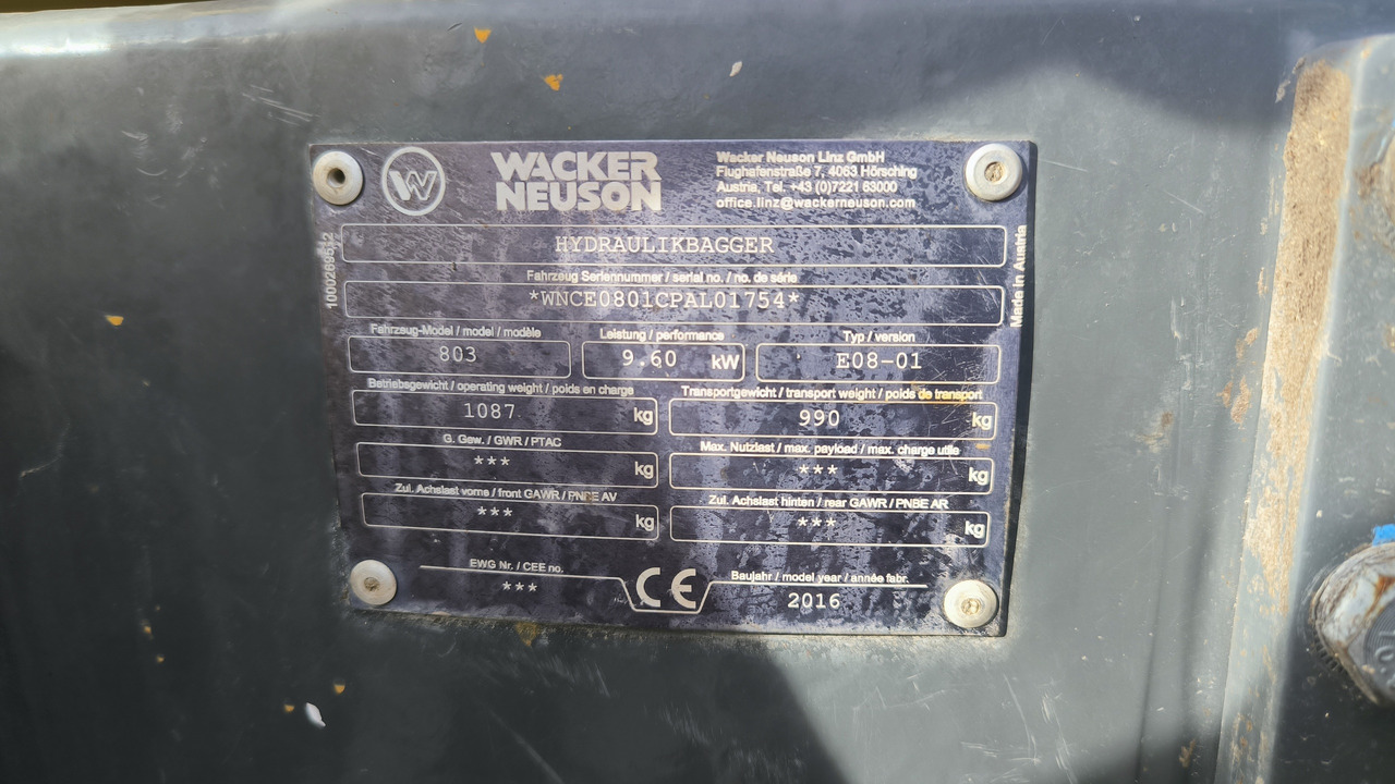 Mini excavator WACKER NEUSON 803: picture 7