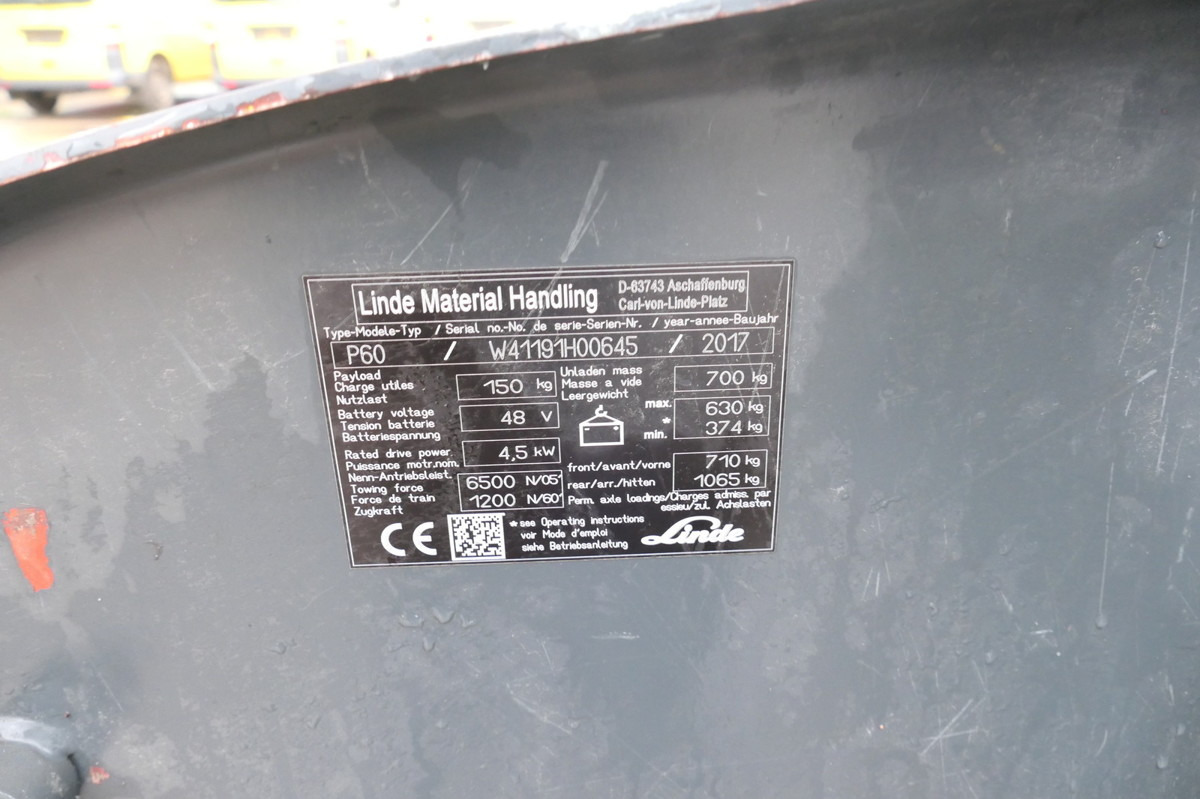 Tow tractor LINDE P 60 Z Schlepper Batterie 40/2020 3-Rad: picture 9 Tow tractor LINDE P 60 Z Schlepper Batterie 40/2020 3-Rad: picture 9
