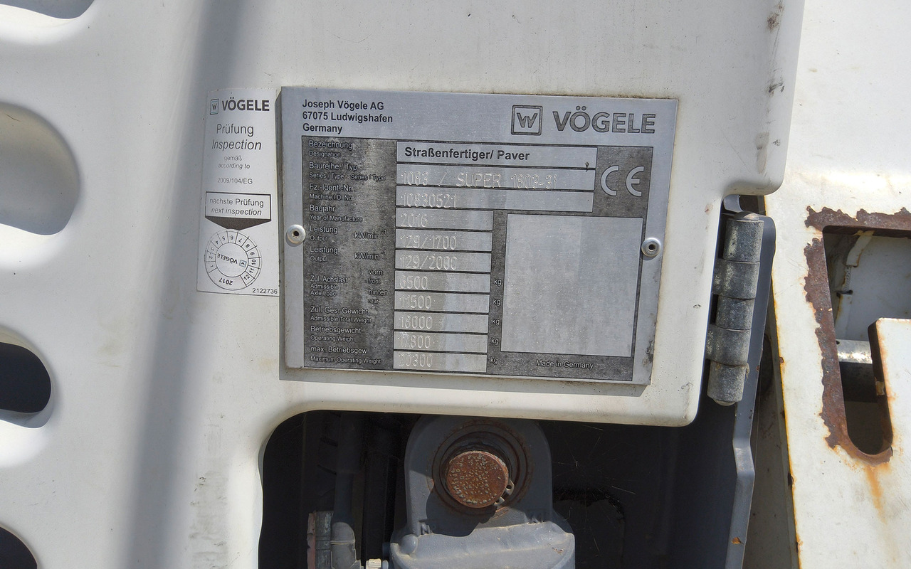 Leasing of Vogele Super 1803-3i Vogele Super 1803-3i: picture 16 Leasing of Vogele Super 1803-3i Vogele Super 1803-3i: picture 16