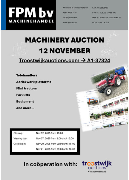 Machinery auction FPM bv, Wekerom, Netherlands - Loader: picture 1 Machinery auction FPM bv, Wekerom, Netherlands - Loader: picture 1
