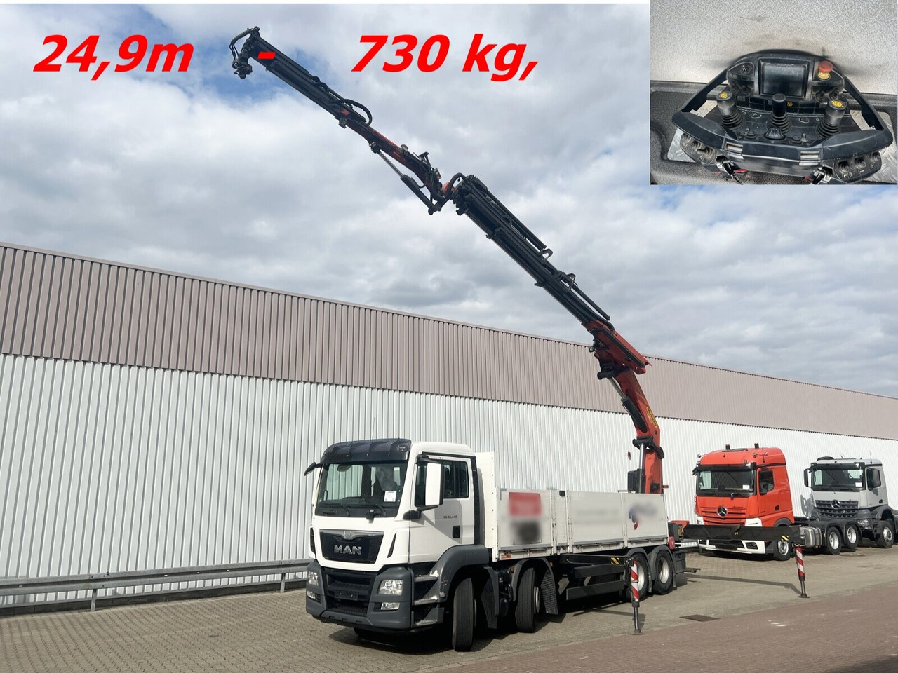 MAN TGS 35.440 8x4 BL TGS 35.440 8x4 BL, Navi, Heckkran Palfinger PK42002 SH-F + Jip PJ 060 B, 24,9m-730kg, Funk - Crane truck, Dropside/ Flatbed truck: picture 1 MAN TGS 35.440 8x4 BL TGS 35.440 8x4 BL, Navi, Heckkran Palfinger PK42002 SH-F + Jip PJ 060 B, 24,9m-730kg, Funk - Crane truck, Dropside/ Flatbed truck: picture 1
