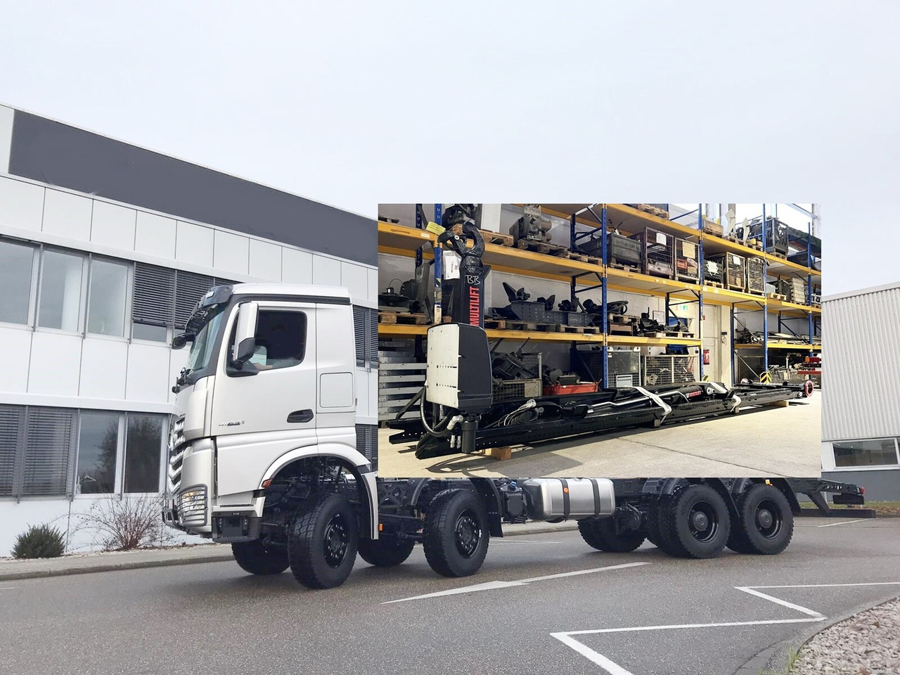 Hook lift truck Mercedes-Benz Arocs 4163/8x4 Arocs 4163/8x4, Hiab 26.59, Funk, Multimedia Cockpit,: picture 8 Hook lift truck Mercedes-Benz Arocs 4163/8x4 Arocs 4163/8x4, Hiab 26.59, Funk, Multimedia Cockpit,: picture 8