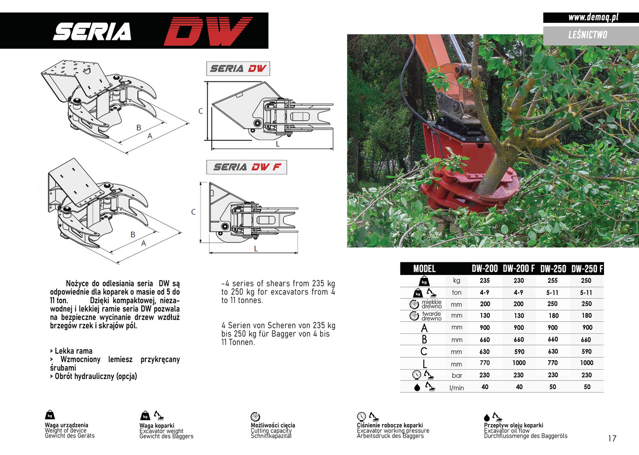 DEMOQ DW250 F De-forestation shear 250 kg - Grapple for Construction machinery: picture 3 DEMOQ DW250 F De-forestation shear 250 kg - Grapple for Construction machinery: picture 3