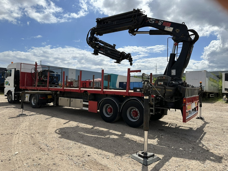 Dropside/ Flatbed semi-trailer Kwb 2-AXLES PLATFORM + CRANE + HIAB 377 E-4 HIPRO + JIB 100X-3 + RADIO + ROTATOR - SAF axles - AIR SUSPENISION - BELGIAN REG.: picture 6