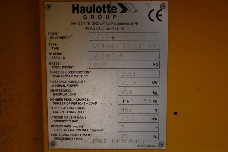 Scissor lift Haulotte Compact 12RTE Electric, 12m Working Height, 450kg: picture 7 Scissor lift Haulotte Compact 12RTE Electric, 12m Working Height, 450kg: picture 7