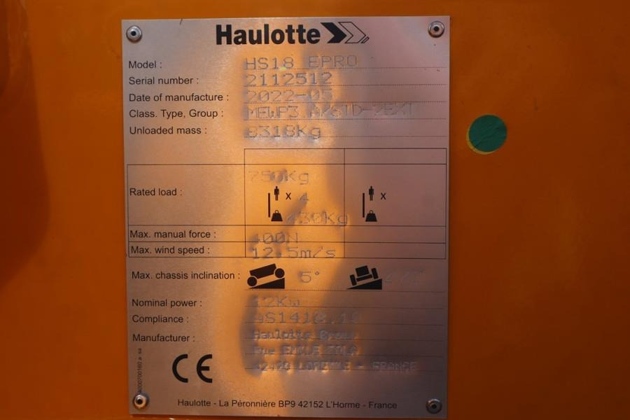 Scissor lift Haulotte HS18EPRO Unused, Valid Inspection, Full Electric 4: picture 11