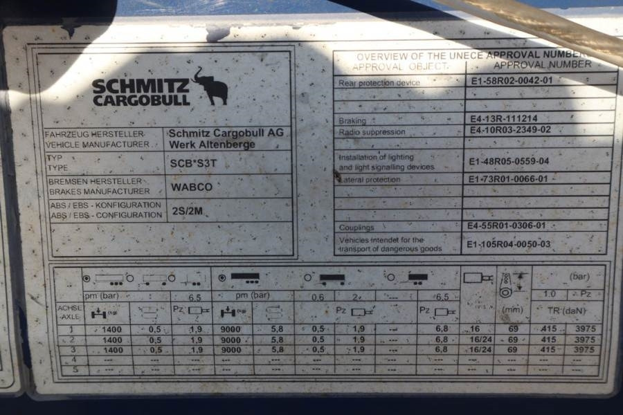 Curtainsider trailer Schmitz Cargobull SCB3ST CoC Documents, TuV Loading Certif: picture 7 Curtainsider trailer Schmitz Cargobull SCB3ST CoC Documents, TuV Loading Certif: picture 7