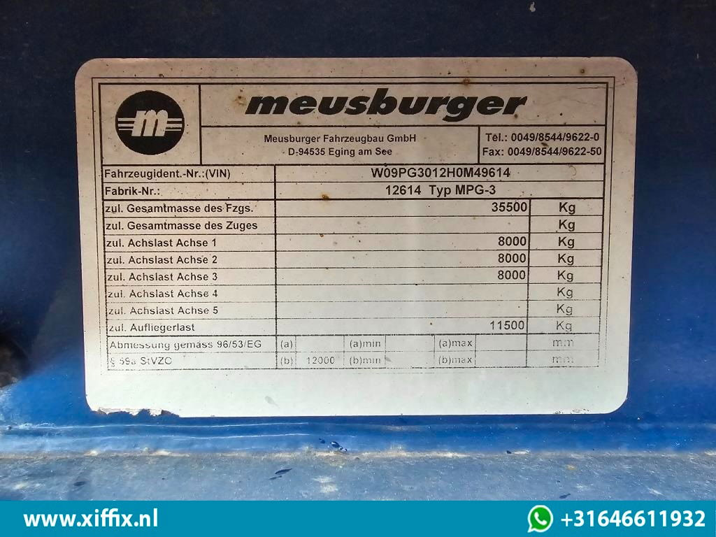 Low loader semi-trailer Meusburger 3-ass. Mega Semi dieplader met huifopbouw: picture 13 Low loader semi-trailer Meusburger 3-ass. Mega Semi dieplader met huifopbouw: picture 13