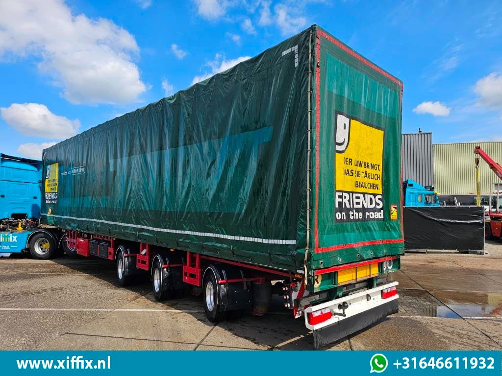Dropside/ Flatbed semi-trailer Meusburger 3-ass. Vlakke dubbel 2x uitschuifbare oplegger met huifopbouw / 3x ge: picture 7