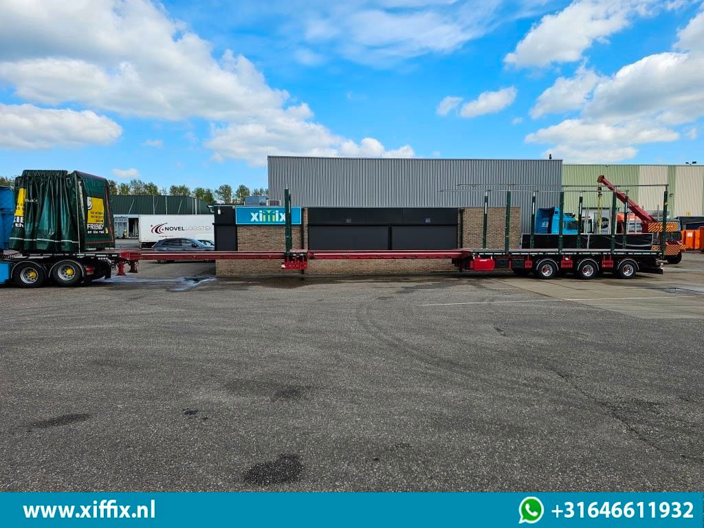 Dropside/ Flatbed semi-trailer Meusburger 3-ass. Vlakke dubbel 2x uitschuifbare oplegger met huifopbouw / 3x ge: picture 16