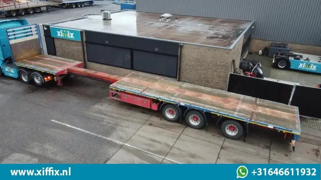 Meusburger 3-ass. Vlakke uitschuifbare oplegger / Naloop gestuurd / 14139 - Dropside/ Flatbed semi-trailer: picture 1 Meusburger 3-ass. Vlakke uitschuifbare oplegger / Naloop gestuurd / 14139 - Dropside/ Flatbed semi-trailer: picture 1