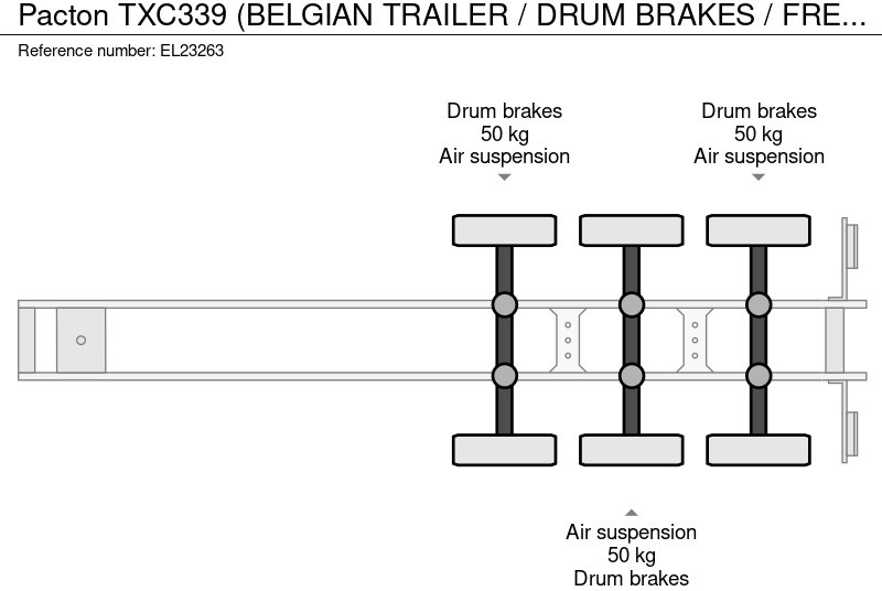 Dropside/ Flatbed semi-trailer Pacton TXC339 (BELGIAN TRAILER / DRUM BRAKES / FREINS TAMBOUR): picture 16