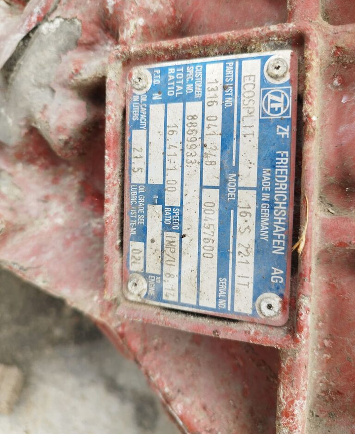 IVECO Ecosplite ZF16S221IT 1316041748 IVECO Cursor13E3 truck - Gearbox for Truck: picture 2 IVECO Ecosplite ZF16S221IT 1316041748 IVECO Cursor13E3 truck - Gearbox for Truck: picture 2