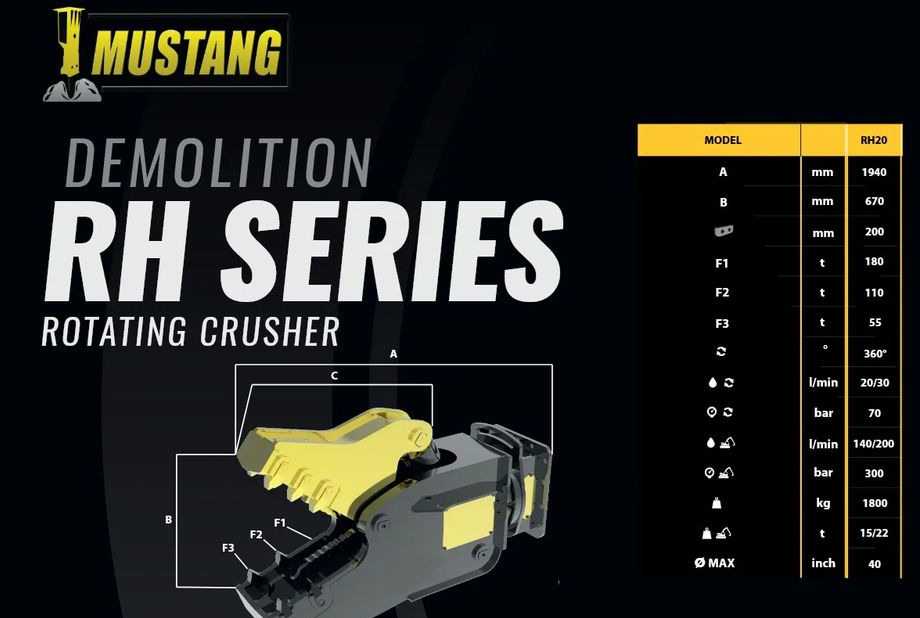 Inny Nowe szczęki kruszące MUSTANG HAMMER RH 20, 1800 KG - Attachment for Construction machinery: picture 2 Inny Nowe szczęki kruszące MUSTANG HAMMER RH 20, 1800 KG - Attachment for Construction machinery: picture 2