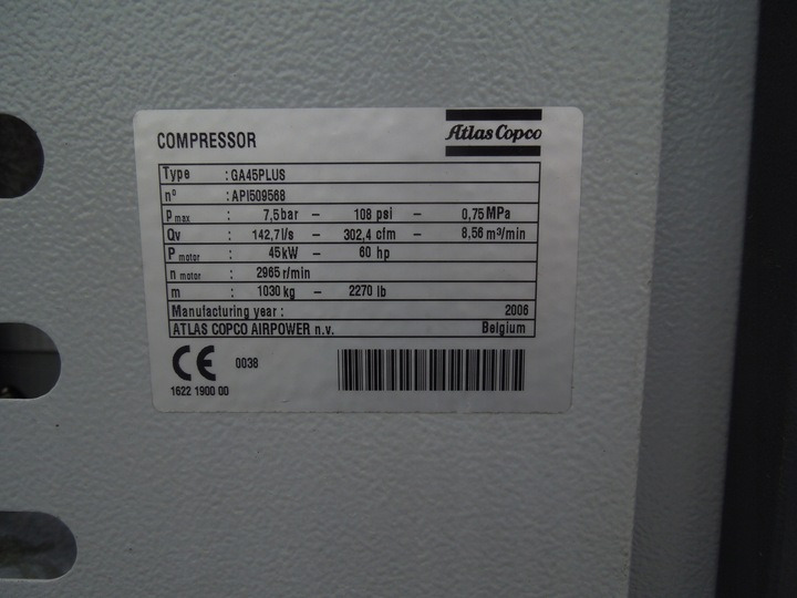 ATLAS COPCO GA45plus - Air compressor: picture 3 ATLAS COPCO GA45plus - Air compressor: picture 3
