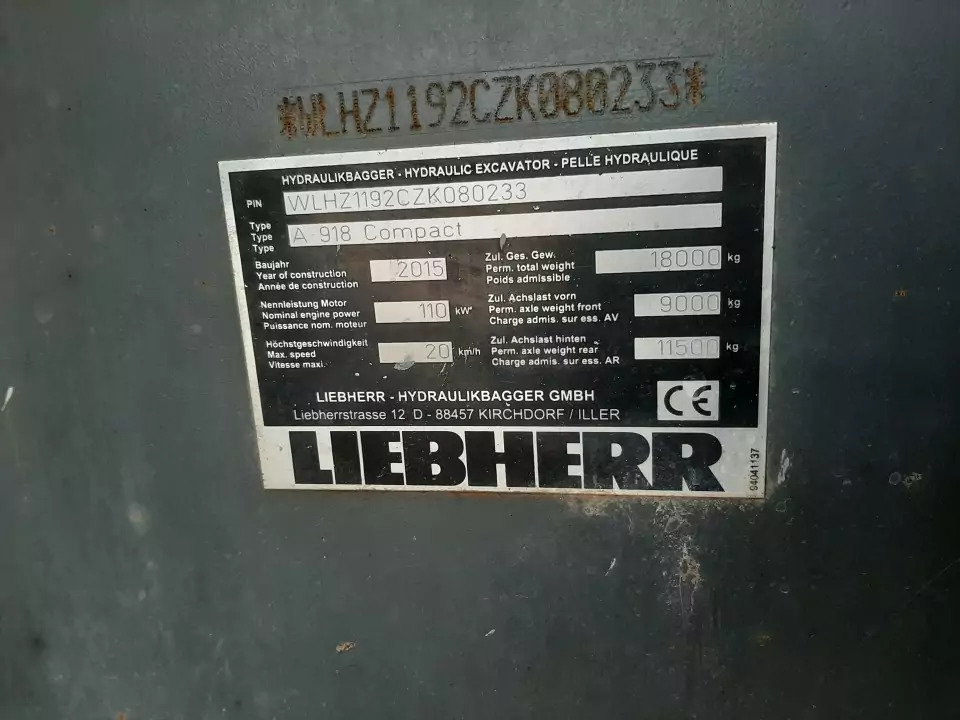 Wheel excavator 2015 Liebherr A 918Compact: picture 8