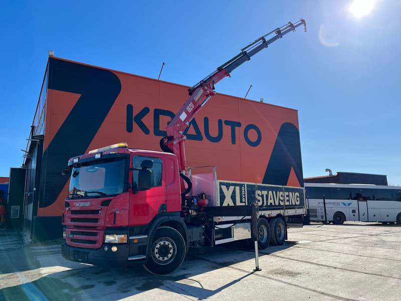 Scania P 340 6x2 HMF 1820 K5 / PLATFORM L=6760 mm - Dropside/ Flatbed truck, Crane truck: picture 1 Scania P 340 6x2 HMF 1820 K5 / PLATFORM L=6760 mm - Dropside/ Flatbed truck, Crane truck: picture 1