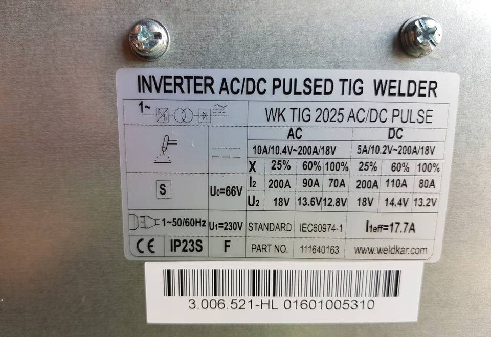 Spawarka Tig CEBORA WK 2025 AC/DC Puls, 200 A - Welding equipment: picture 2 Spawarka Tig CEBORA WK 2025 AC/DC Puls, 200 A - Welding equipment: picture 2