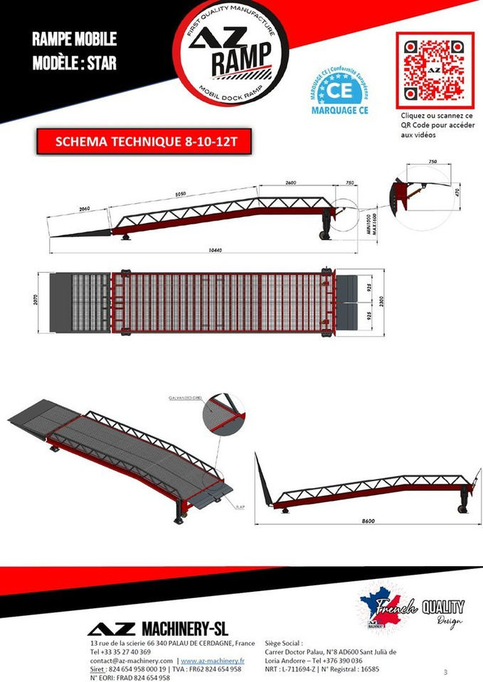Loading ramp **RENTAL** Loading Ramp with with hydraulic tilting bridge -  AZ RAMP - STAR- 8T. 8 ton capacity: picture 5