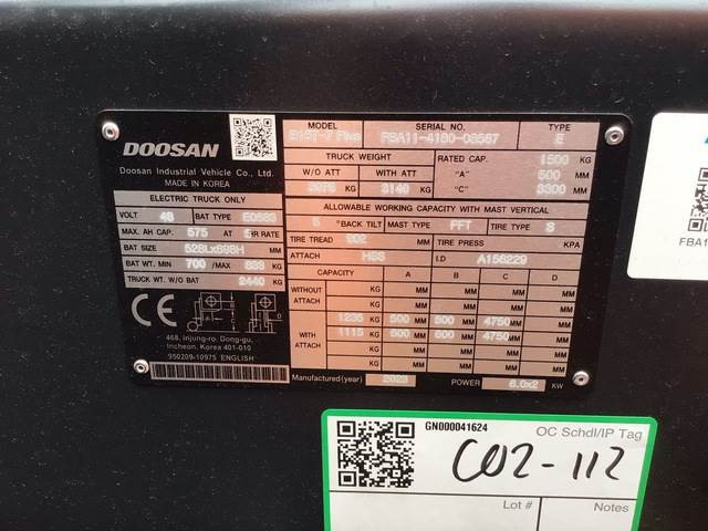 Doosan B15T-7 PLUS - Electric forklift: picture 5 Doosan B15T-7 PLUS - Electric forklift: picture 5