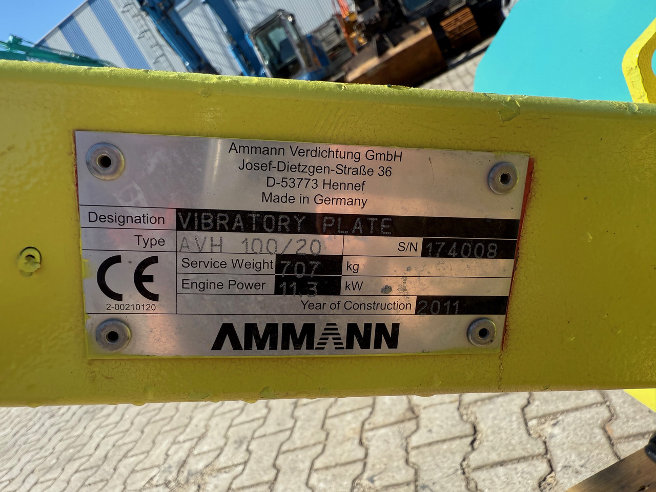 Vibratory plate Ammann AVH 100-20 Rüttelplatte E-Start: picture 9 Vibratory plate Ammann AVH 100-20 Rüttelplatte E-Start: picture 9