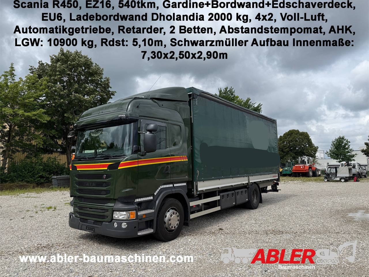 Scania R450 Gardine+Bordwand+Edscha AHK LBW - Curtainsider truck: picture 1 Scania R450 Gardine+Bordwand+Edscha AHK LBW - Curtainsider truck: picture 1
