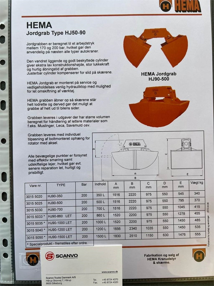 Hema HJS90-700 jordgrab - Clamshell bucket for Construction machinery: picture 3 Hema HJS90-700 jordgrab - Clamshell bucket for Construction machinery: picture 3